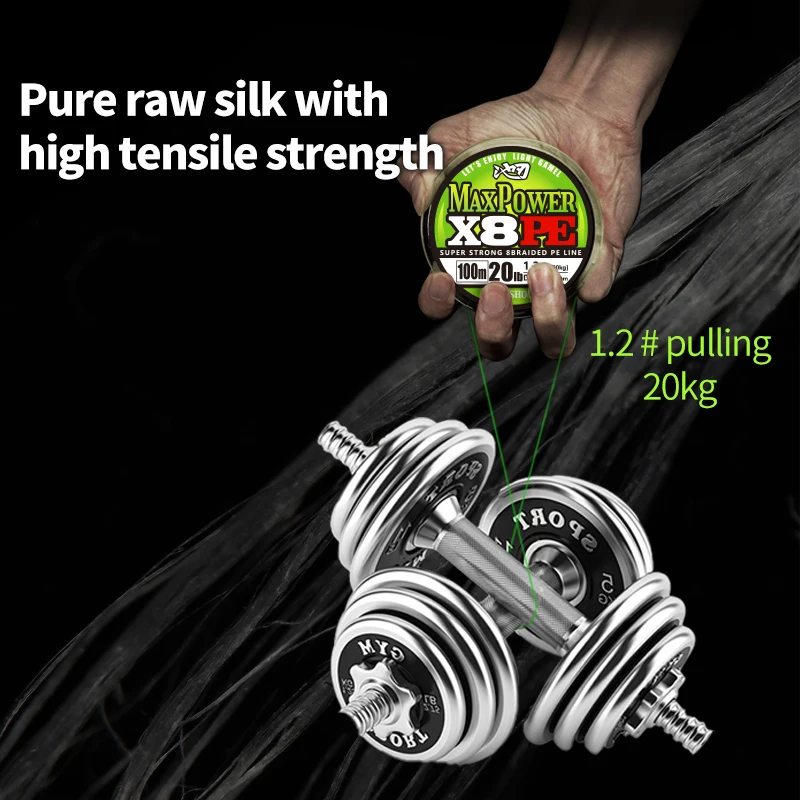 主图_3pe 8-Strand PE Braided Fishing Line – 100m Strong Lure Casting Main Line