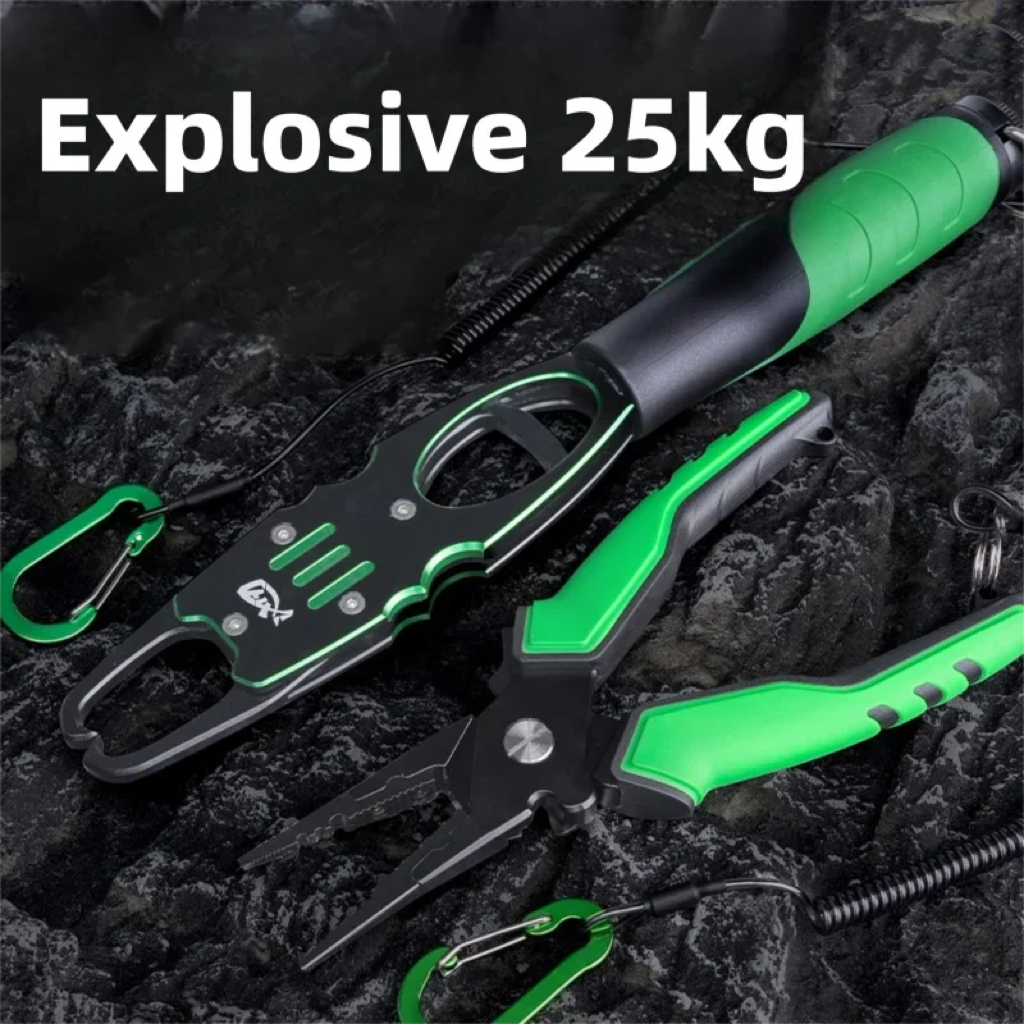 主图_4 Aluminum Alloy Fish Gripper with Scale & Lure Pliers Set – Anti-Slip Fishing Tool Kit