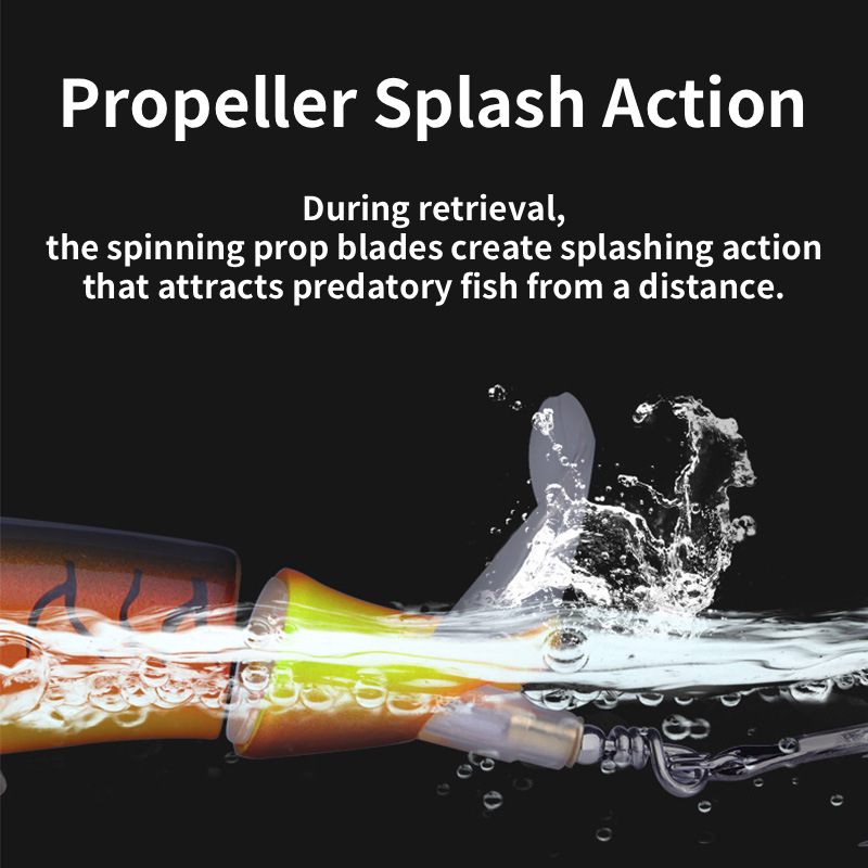 ptp-m-2-1 Propeller Topwater Pencil Lure – Floating Prop Bait with 3D Eyes & Reinforced Hooks